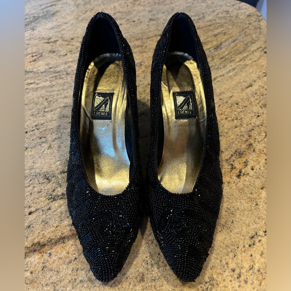 J.Renee black beaded pumps